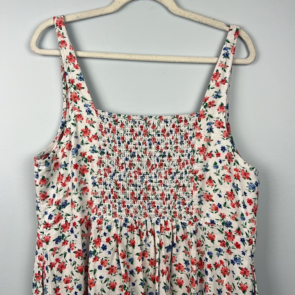 Old navy XL linen blend floral pattern sleeveless smock summer maxi dress - Picture 11 of 12